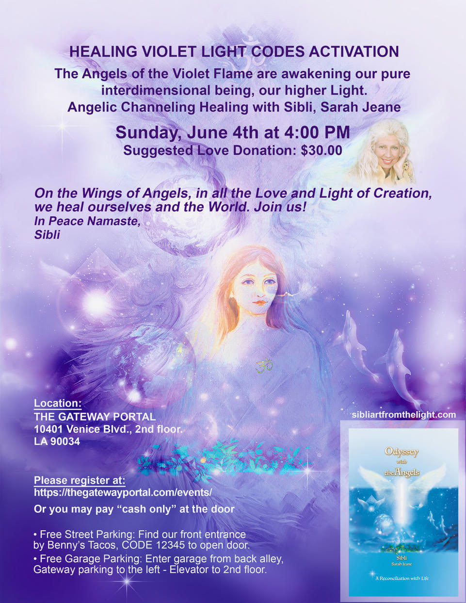 Flier for Gateway Portal event: Healing Violet Light  Codes Activation